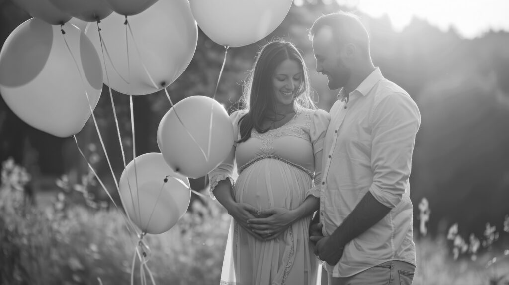 Expecting couple celebrating pregnancy after IVF, symbolizing the outcome of genetic testing and embryo selection